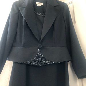 Cachet formal sequin neck black dress with matching Jacket